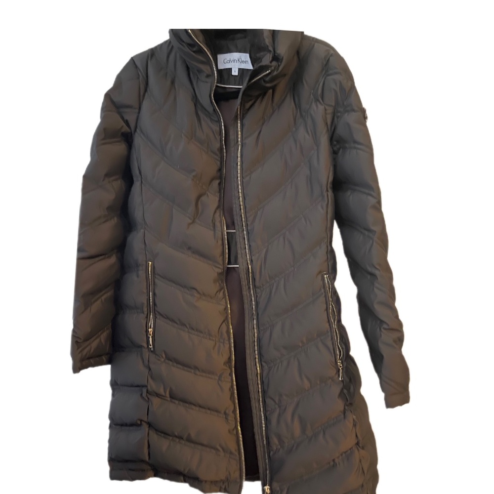 Calvin Klein Knee Length removable hood Puffer Coat